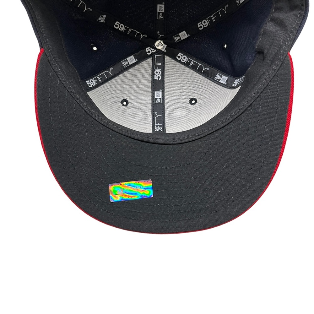 New Era 59Fifty Cleveland Guardians Hat Blue Red Brim Logo Fitted Hat Size 7 3/4 - Picture 5 of 5